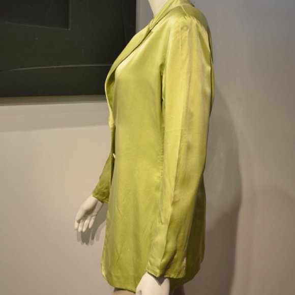 Mark Eisen Green Apple Silk Charmeuse Blazer - Picture 2 of 4
